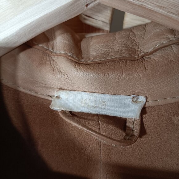 Blur Italian Leather Panama Tan Brown Luxury Studded Jacket Distressed - Picture 8 of 12